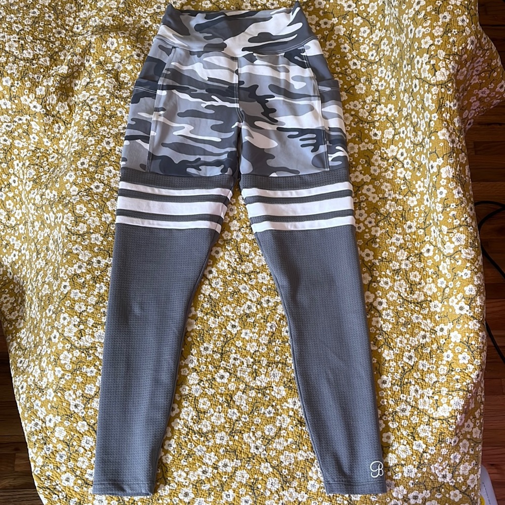 Bombshell Sportswear Gray Camo Pocket Thigh-Highs Size Large. Mint condition.